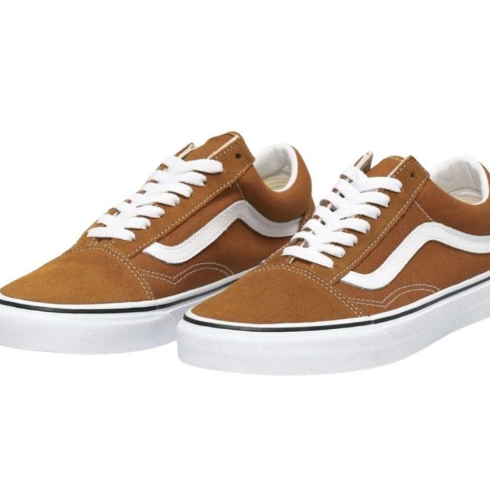 Vans Old Skool Golden Brown and White Sneakers (Boys size 1.5)